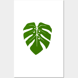 Khaki Green Monstera Leaf Posters and Art